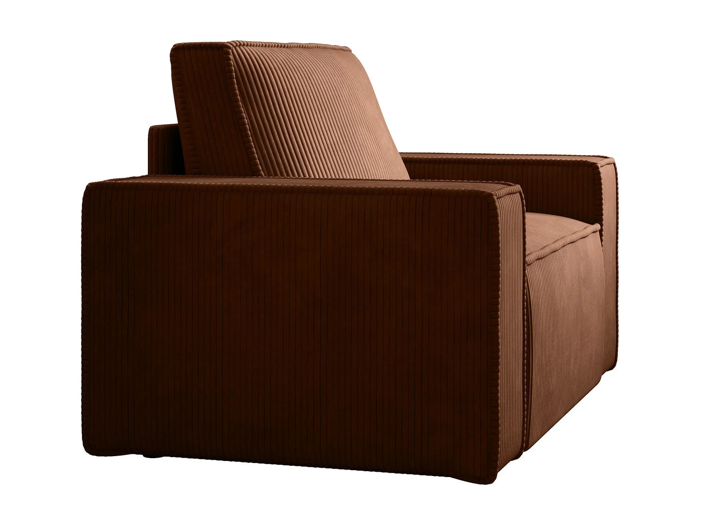 Fauteuil Japandi Velours Côtelé Terracotta - Amelia