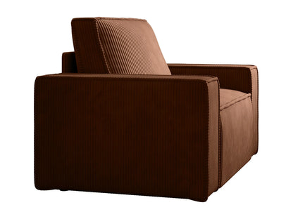 Fauteuil Japandi Velours Côtelé Terracotta - Amelia