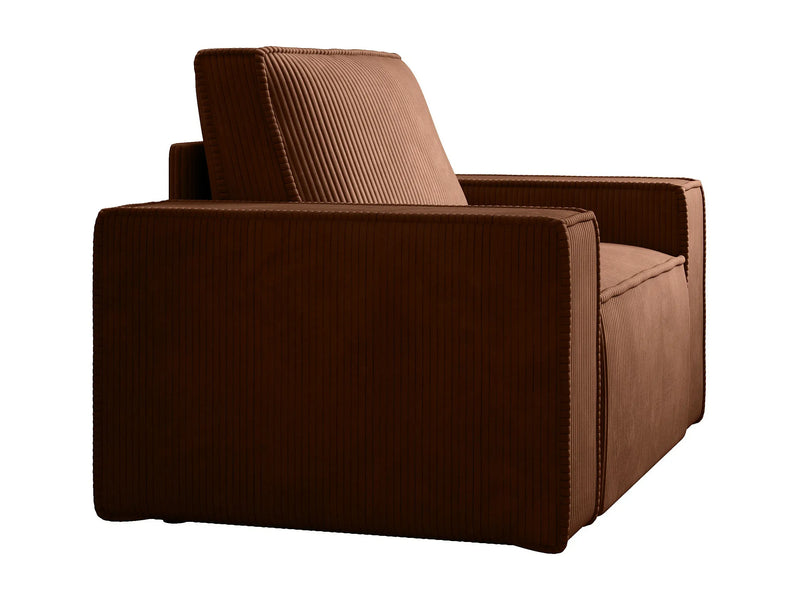 Fauteuil Japandi Velours Côtelé Terracotta - Amelia