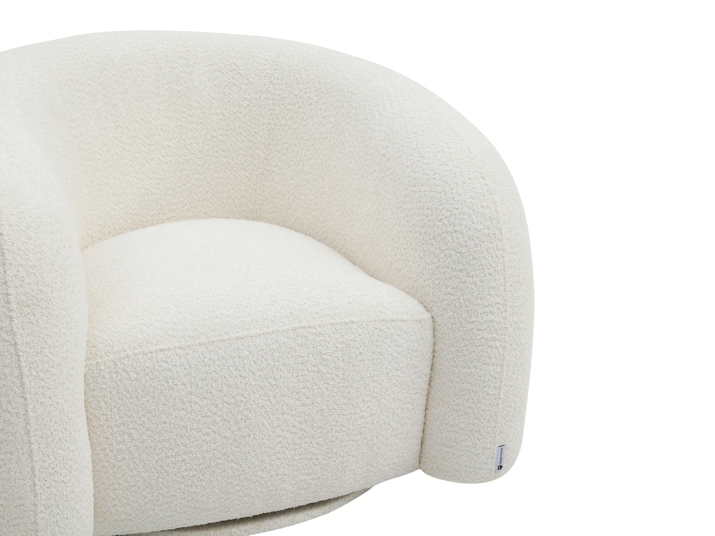Fauteuil Japandi Arrondi Pivotant Bouclette Blanc - Lapiota