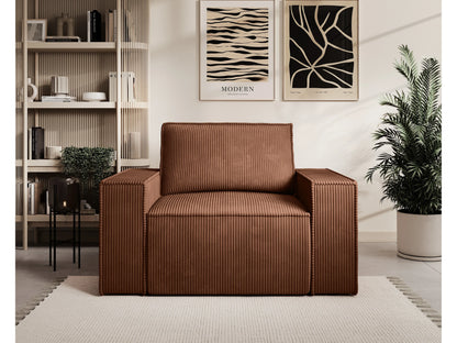 Fauteuil Japandi Velours Côtelé Terracotta - Amelia