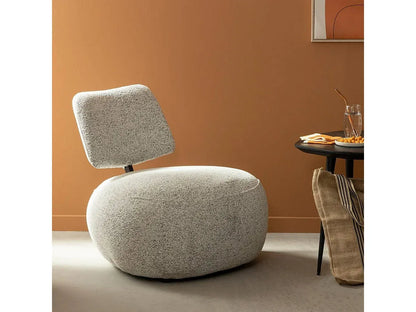 Fauteuil Japandi Bouclette Dossier Gris - Calya