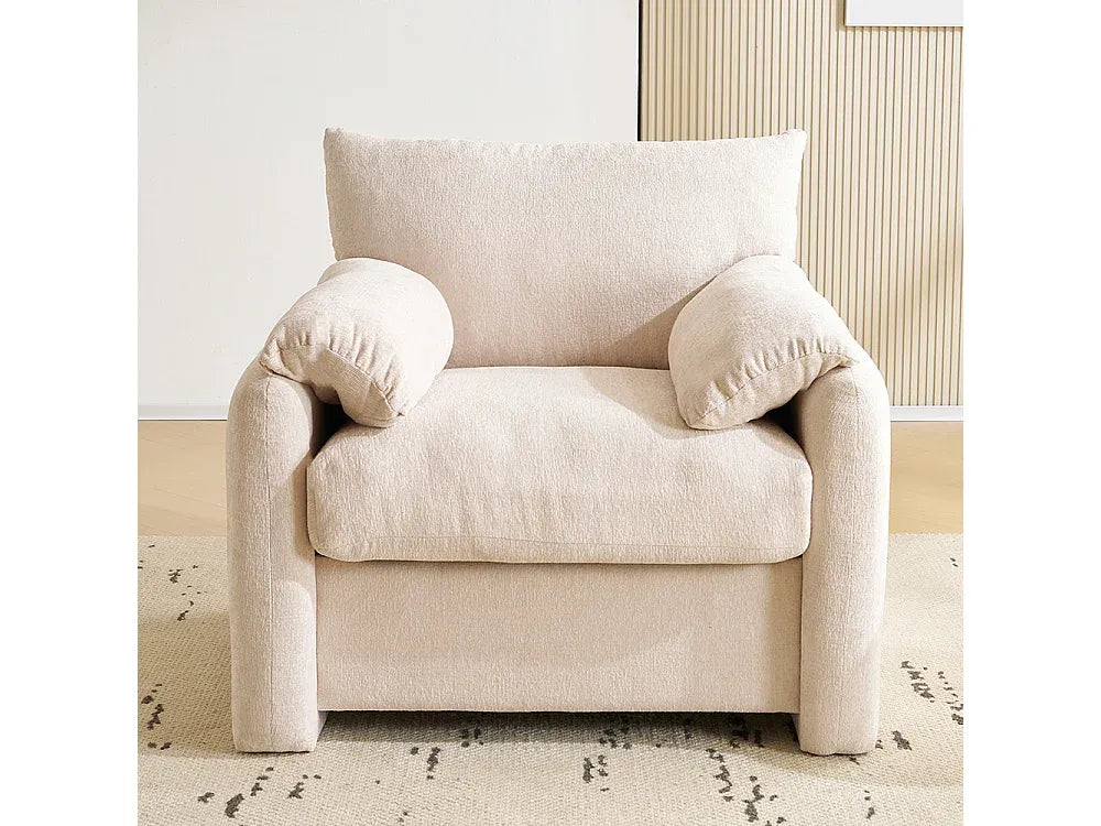 Fauteuil Japandi Chenille Surdimensionné Beige - Design