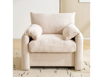Fauteuil Japandi Chenille Surdimensionné Beige - Design