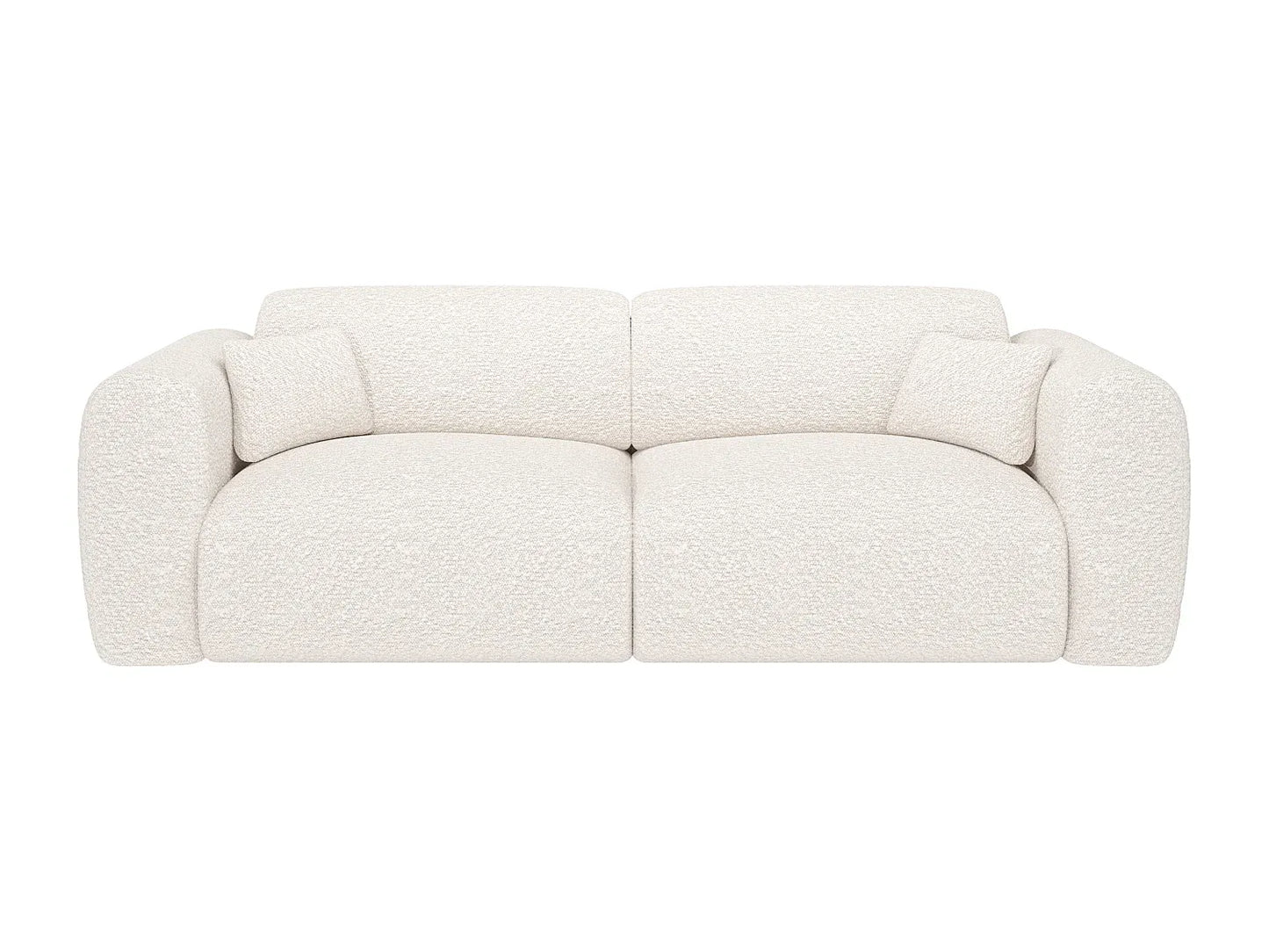 Canapé Japandi Convertible Bouclette Blanche 4 Places - Pogni