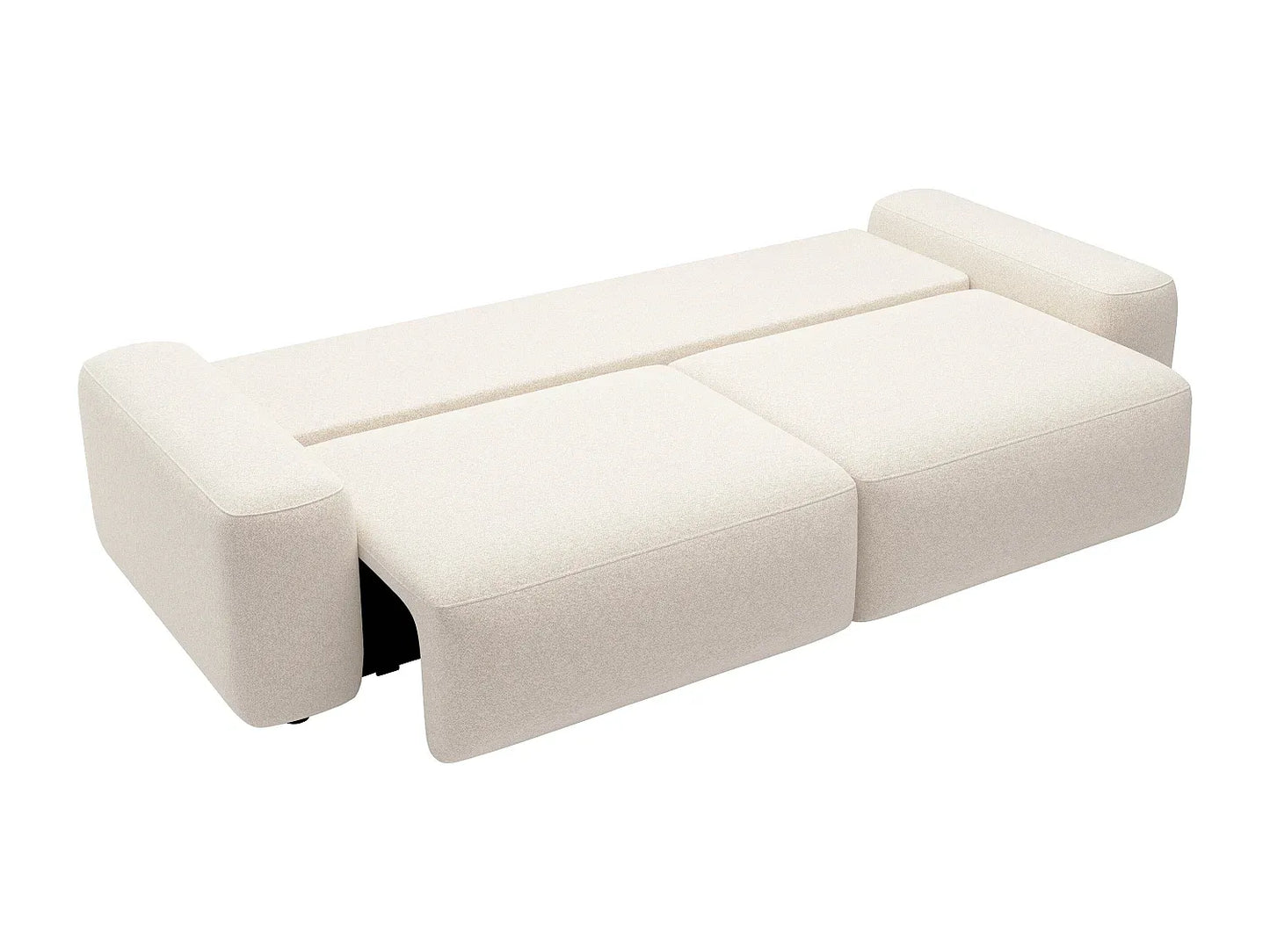 Canapé Japandi Convertible Texturé Crème 4 Places - Daviso