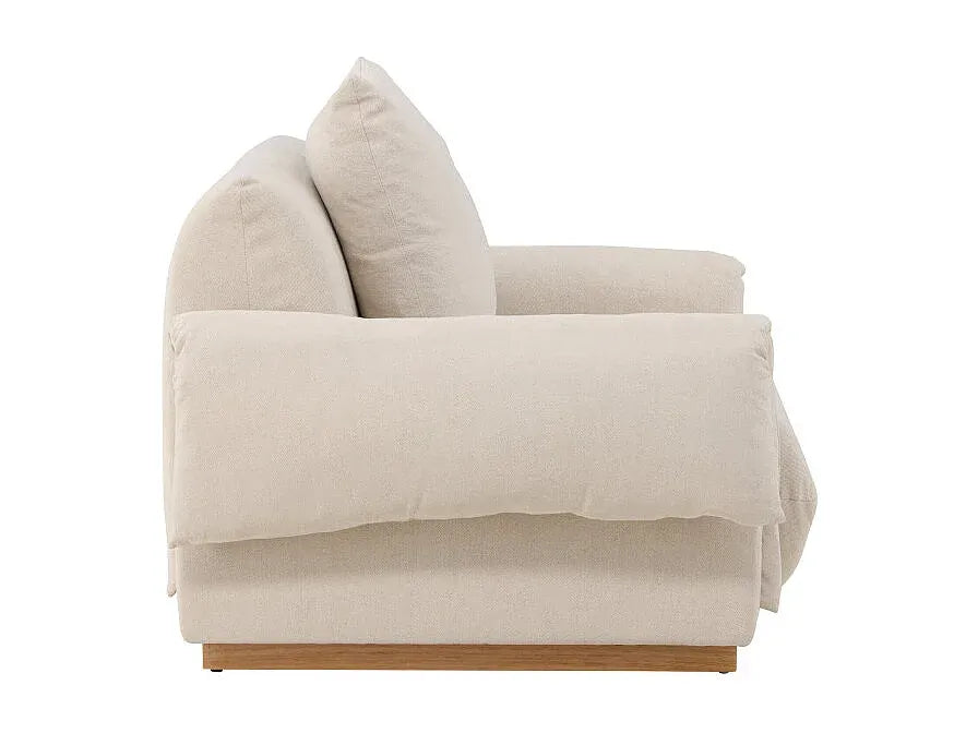 Fauteuil Japandi Design Effet Lin Beige - Mollosund