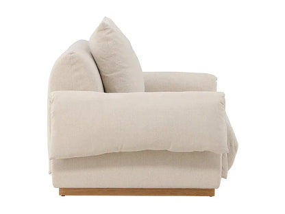Fauteuil Japandi Design Effet Lin Beige - Mollosund