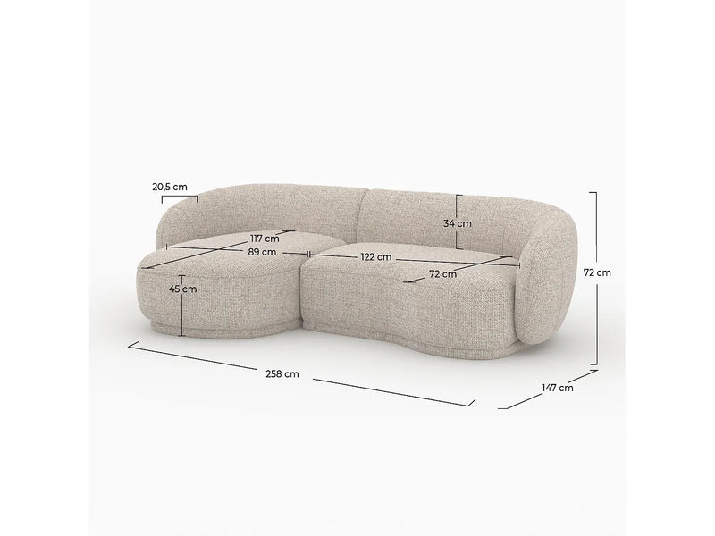 Canapé Japandi Arrondi Modulable Beige 4 Places - Nova