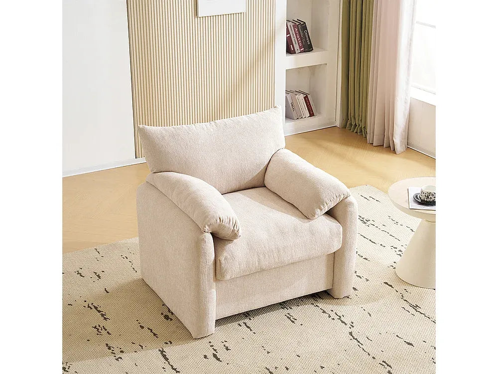 Fauteuil Japandi Chenille Surdimensionné Beige - Design