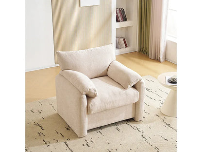 Fauteuil Japandi Chenille Surdimensionné Beige - Design