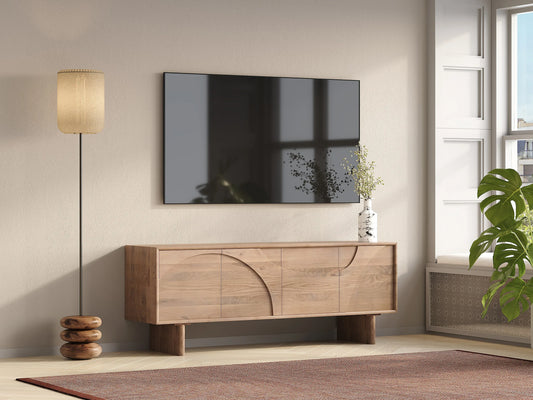 Meuble TV Japandi en Bois à Motifs - Berlama