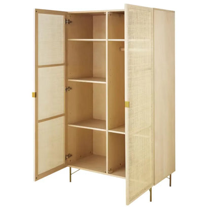Armoire Japandi 2 Portes Rotin Tressé – Solstice II