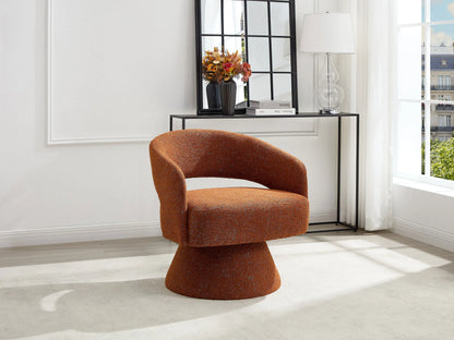 Fauteuil Japandi Pivotant Chenille Terracotta - Fedote