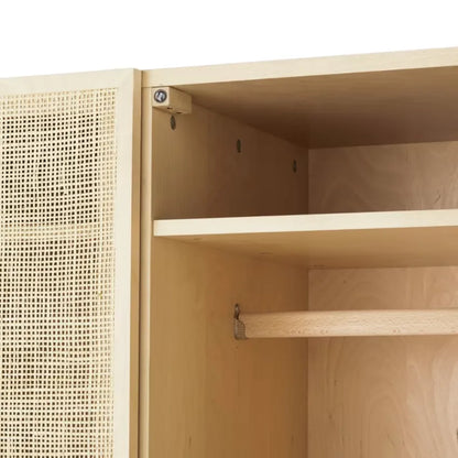 Armoire Japandi 2 Portes Rotin Tressé – Solstice II