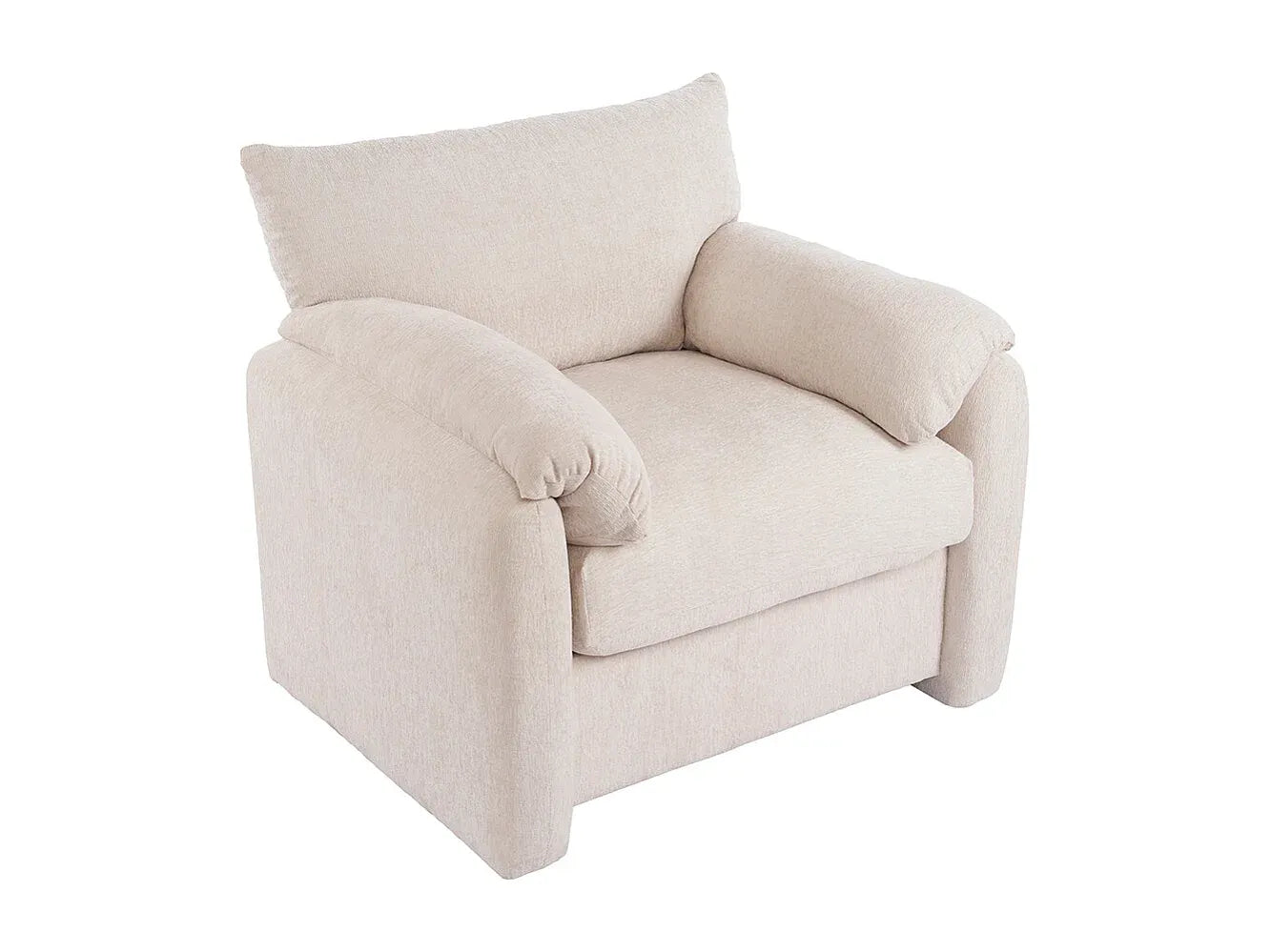 Fauteuil Japandi Chenille Surdimensionné Beige - Design