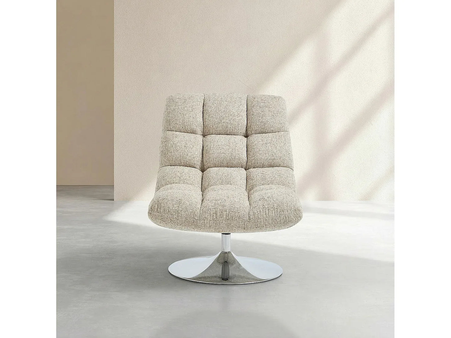 Fauteuil Japandi Pivotant Chenille Vert - Soglio