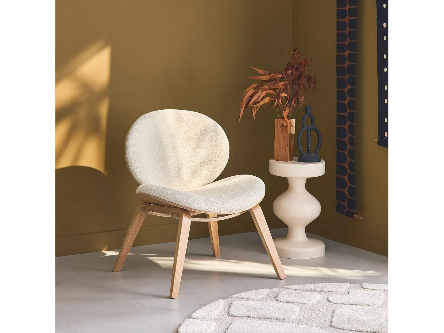Fauteuil Japandi Bois et Bouclette - Chêne