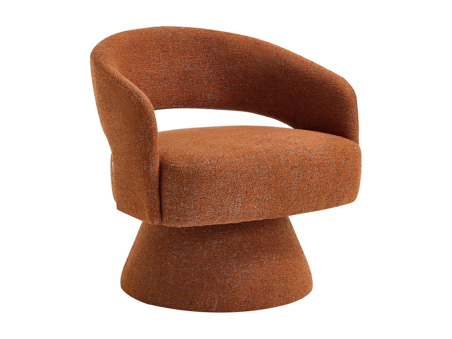 Fauteuil Japandi Pivotant Chenille Terracotta - Fedote