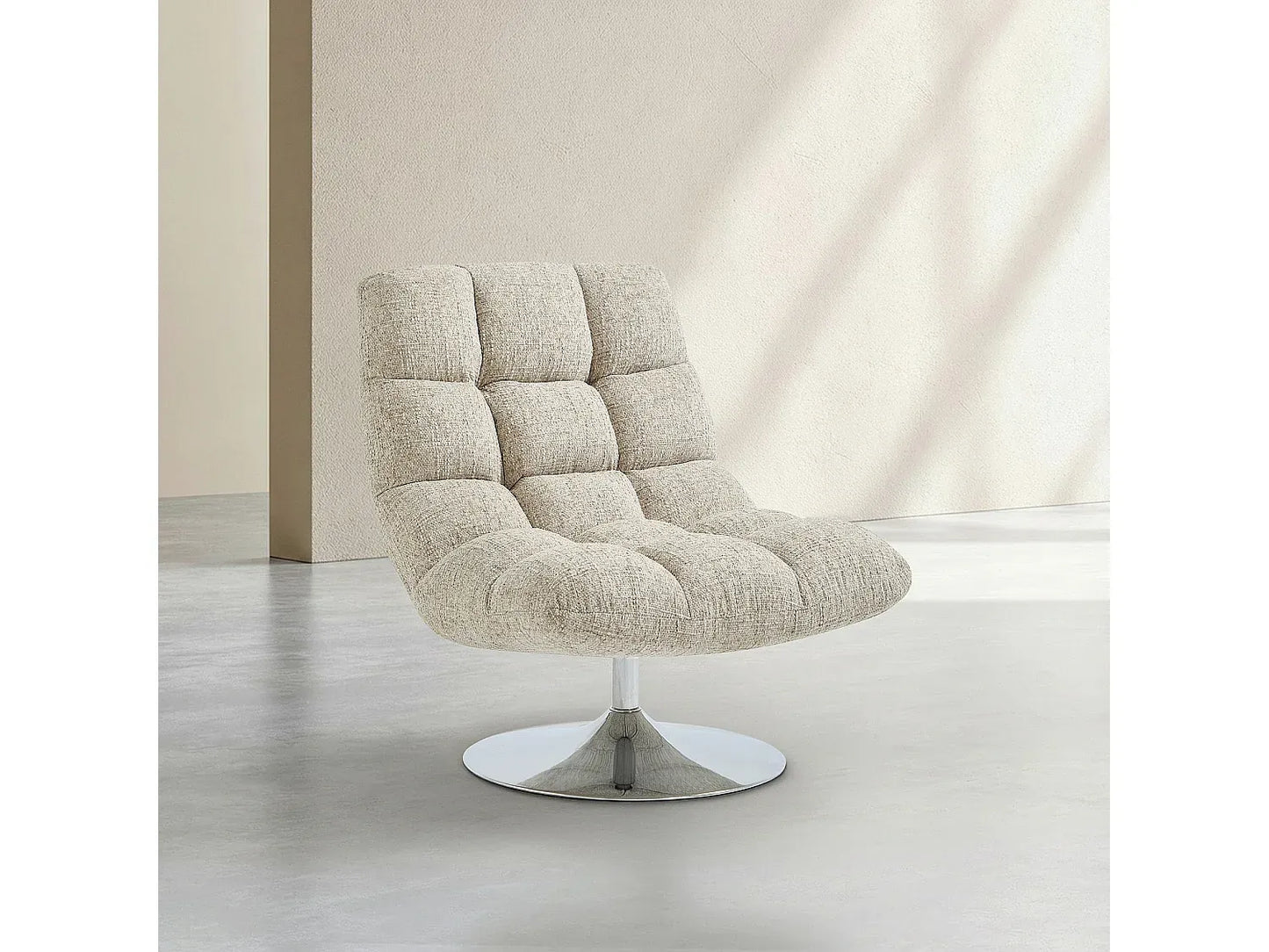 Fauteuil Japandi Pivotant Chenille Vert - Soglio
