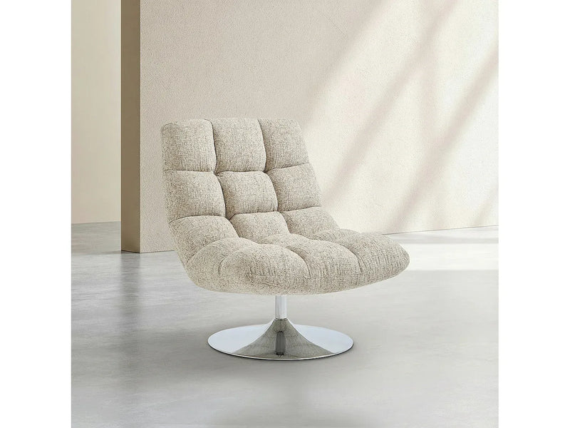 Fauteuil Japandi Pivotant Chenille Vert - Soglio
