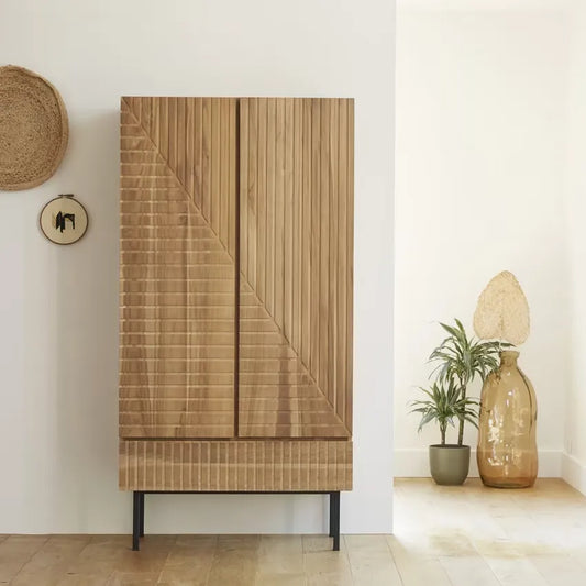 Armoire Japandi Teck Massif & Métal – Portland