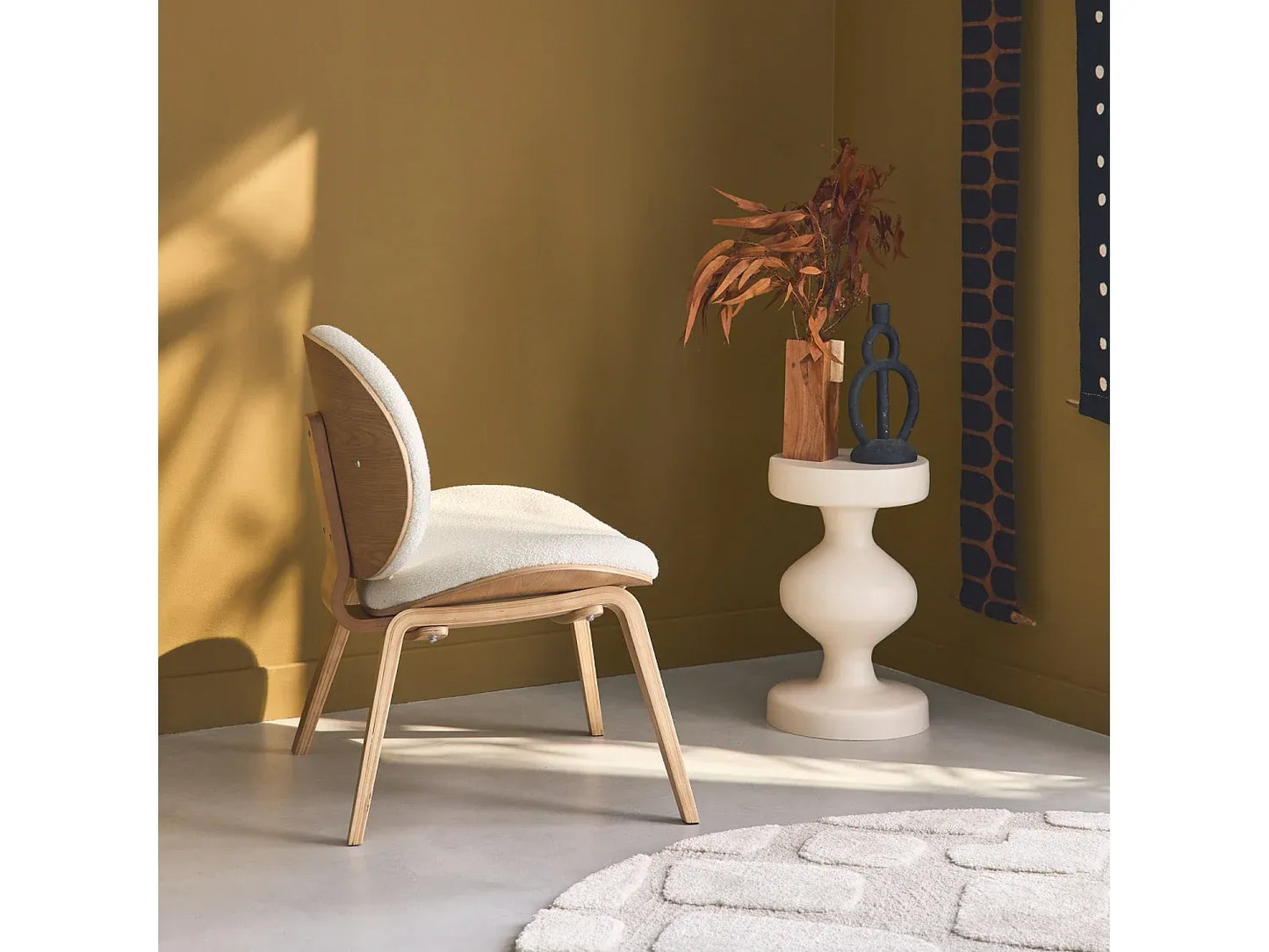 Fauteuil Japandi Bois et Bouclette - Chêne