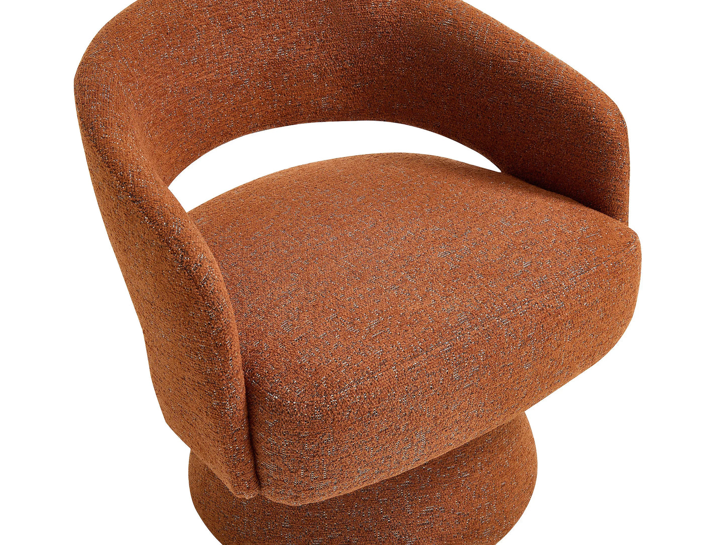 Fauteuil Japandi Pivotant Chenille Terracotta - Fedote