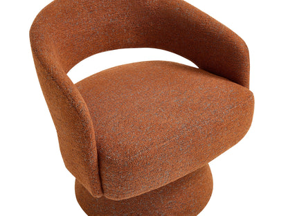 Fauteuil Japandi Pivotant Chenille Terracotta - Fedote