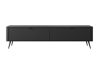 Meuble TV Japandi 2 Portes MDF Noir - Elonaria