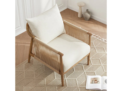 Fauteuil Japandi Bohème Bois Massif - Moderne