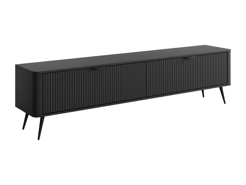 Meuble TV Japandi 2 Portes MDF Noir - Elonaria