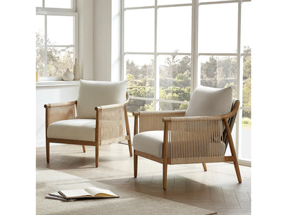 Fauteuil Japandi Bohème Bois Massif - Moderne