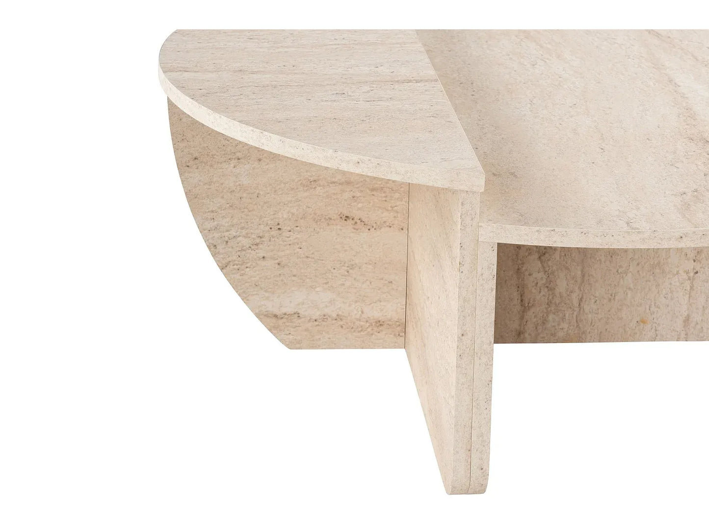 Lot de 2 Tables Basses Japandi Effet Travertin - Aloeva