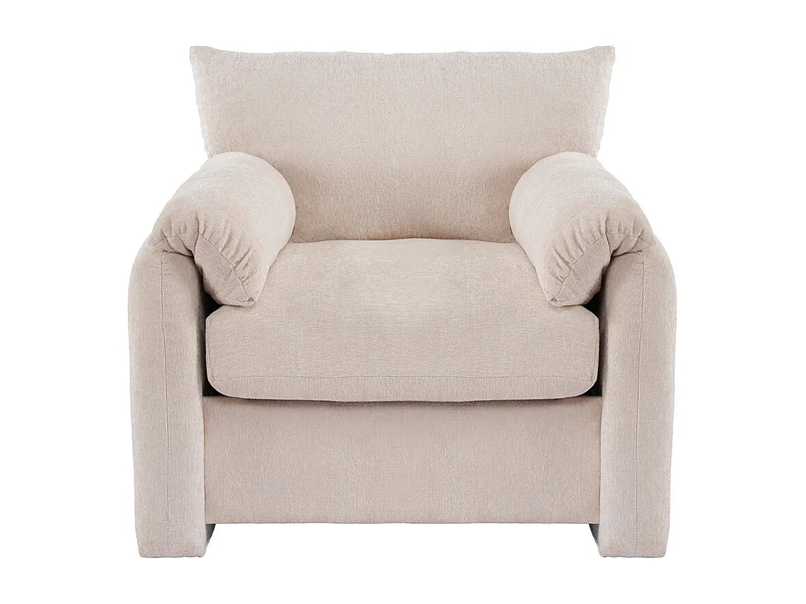 Fauteuil Japandi Chenille Surdimensionné Beige - Design