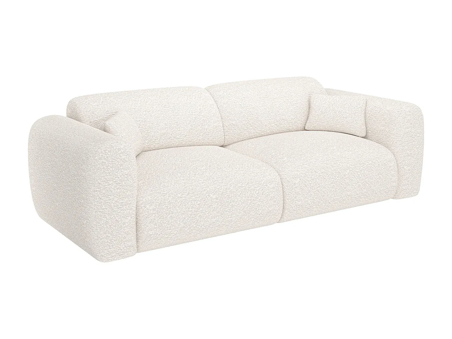 Canapé Japandi Convertible Bouclette Blanche 4 Places - Pogni