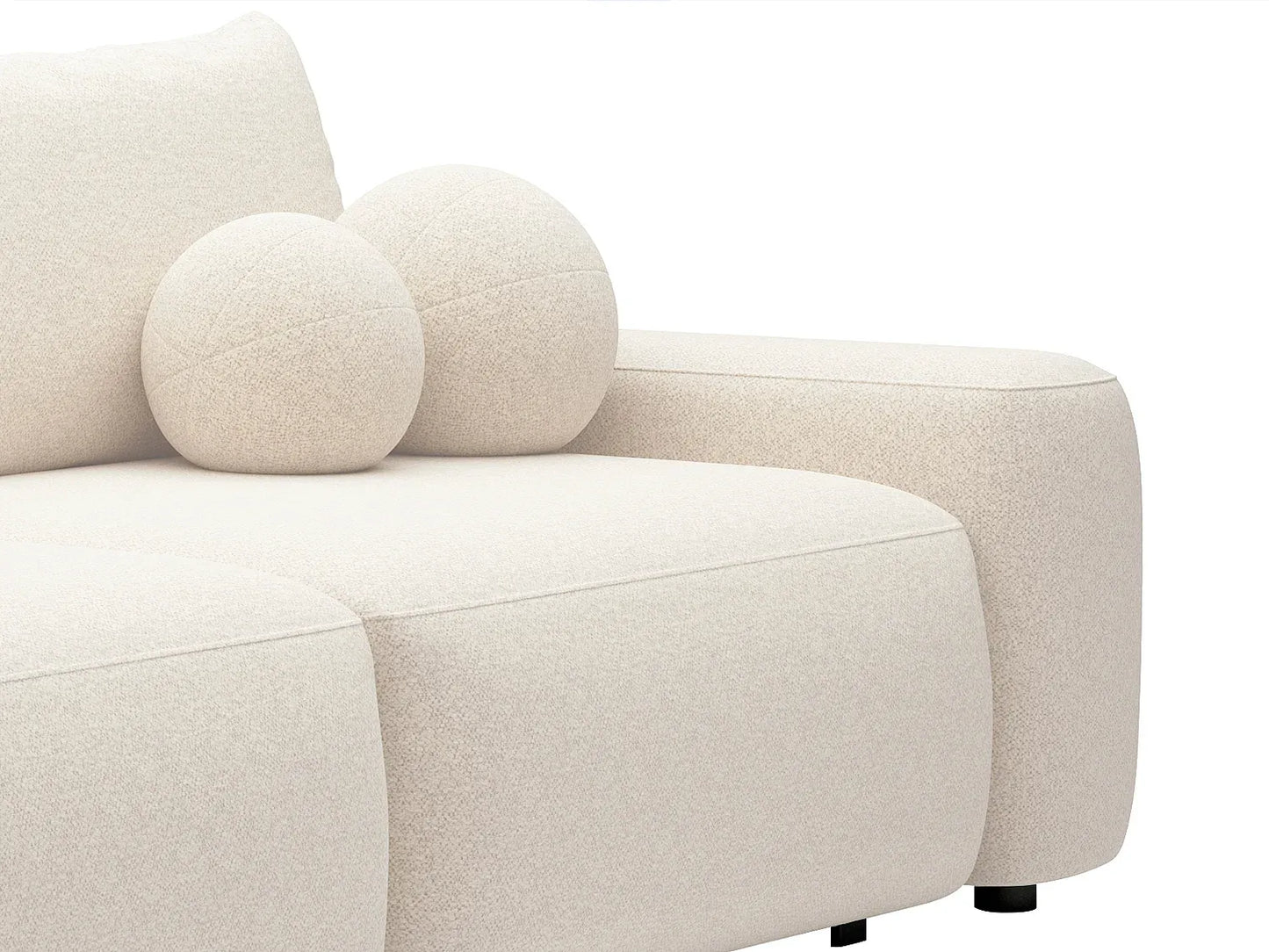 Canapé Japandi Convertible Texturé Crème 4 Places - Daviso