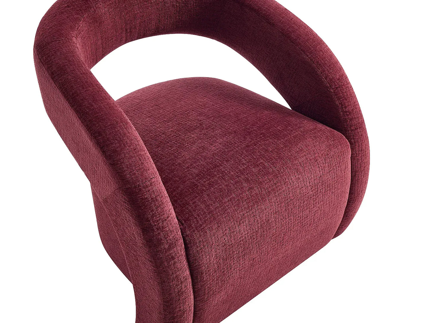 Fauteuil Japandi Chenille Bordeaux - Luciota
