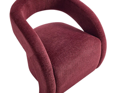 Fauteuil Japandi Chenille Bordeaux - Luciota