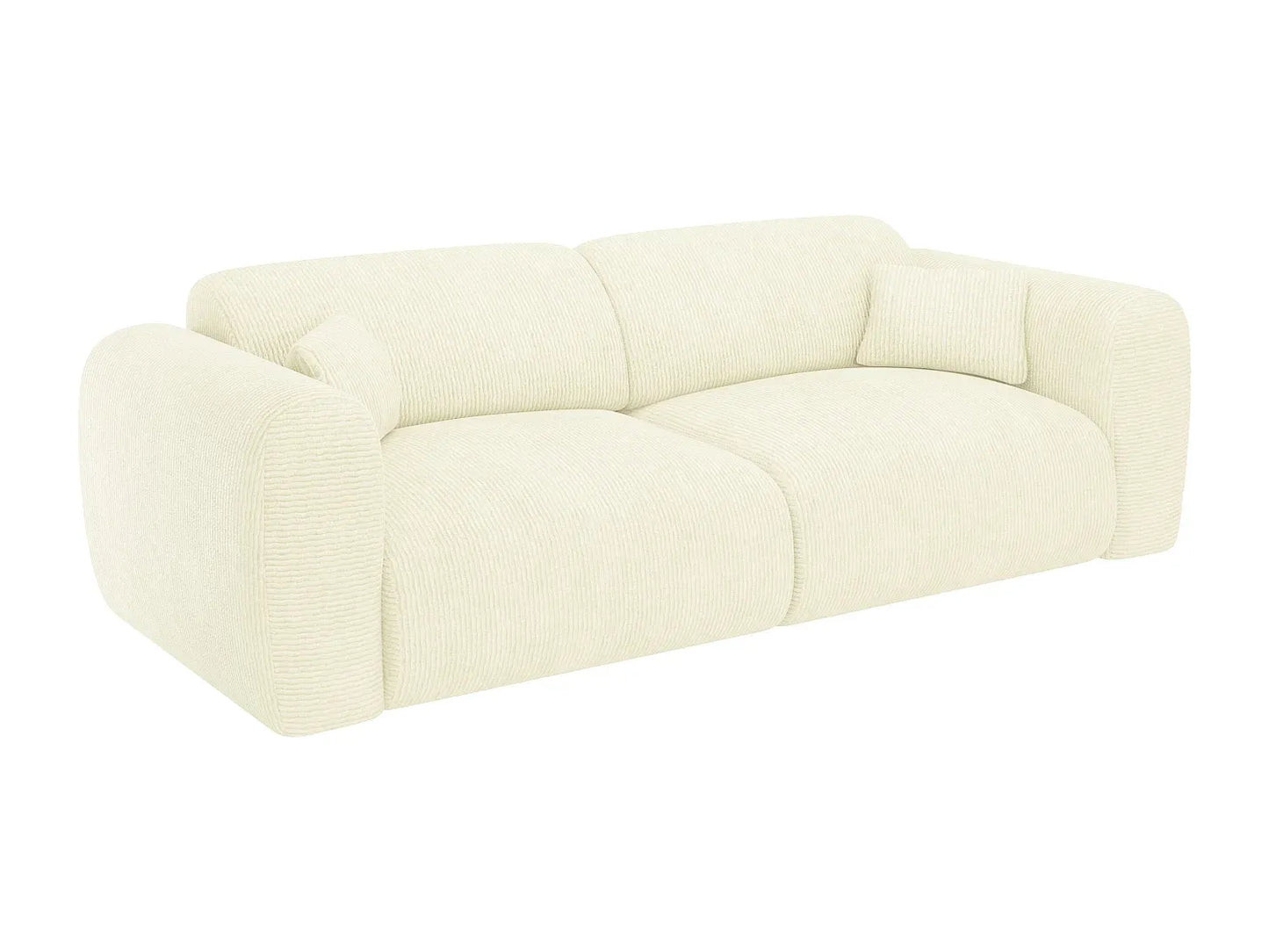 Canapé Japandi Convertible Velours Côtelé  Beige 4 Places - Pogni