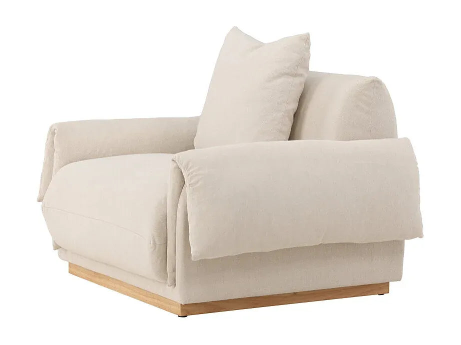 Fauteuil Japandi Design Effet Lin Beige - Mollosund