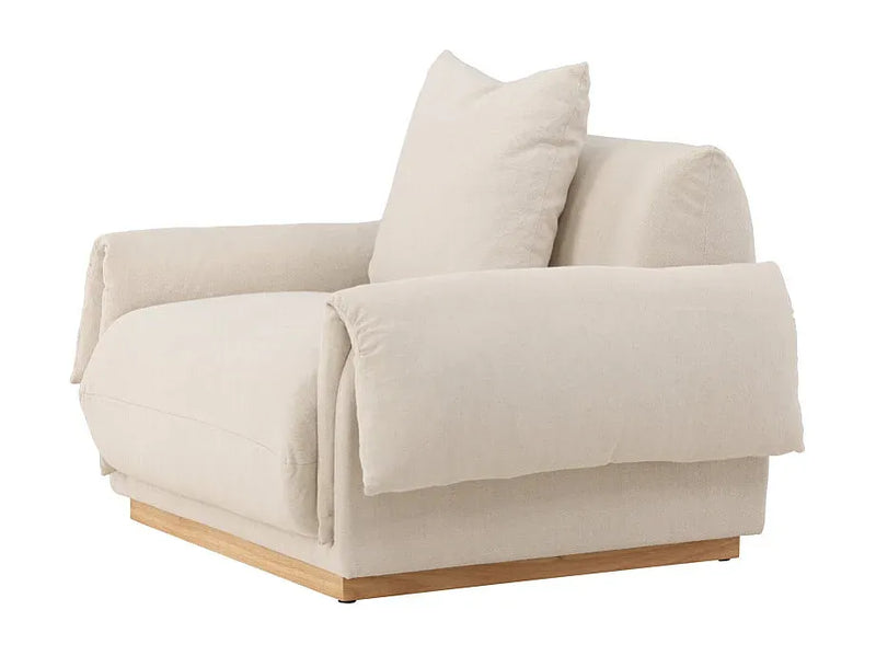 Fauteuil Japandi Design Effet Lin Beige - Mollosund