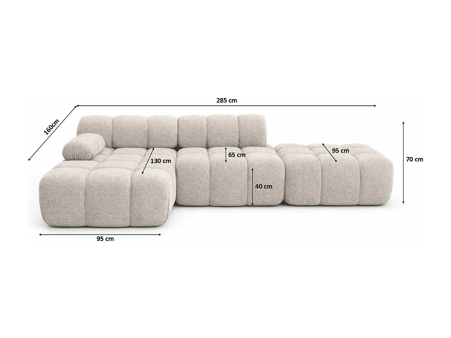 Canapé Japandi Modulaire Bouclette Abriamo - Selia