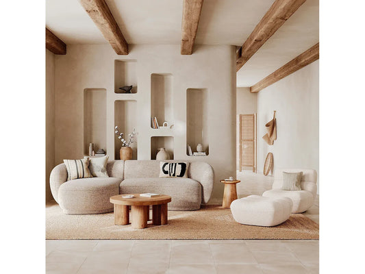 Canapé Japandi Arrondi Modulable Beige 4 Places - Nova