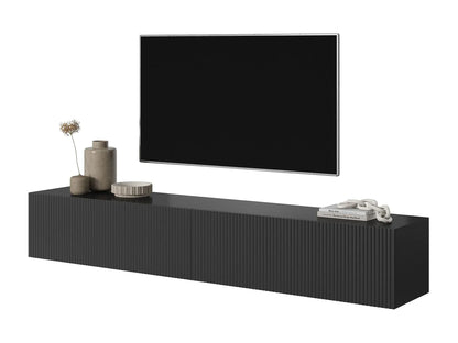Meuble TV Japandi Noir Façade Fraisée 175 CM - Veldio