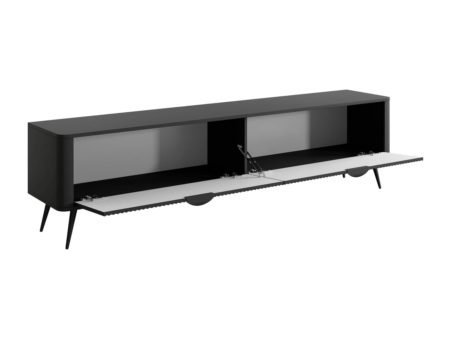 Meuble TV Japandi 2 Portes MDF Noir - Elonaria