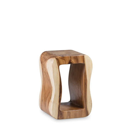Tabouret Japandi Rectangulaire Rondin Bois Marron – Ruko