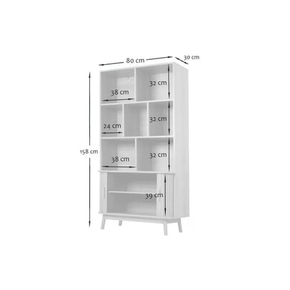 Bibliothèque Japandi 2 Portes Coulissantes Effet Bois Clair H157 – Ernest