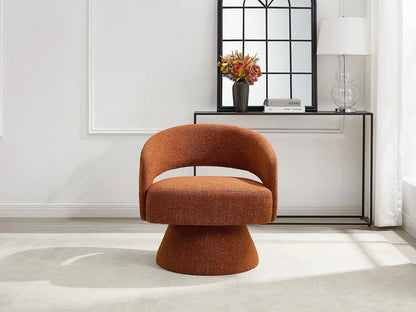 Fauteuil Japandi Pivotant Chenille Terracotta - Fedote