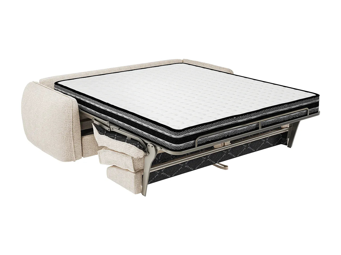 Canapé Japandi Convertible Chenille Beige 4 Places - Selivo